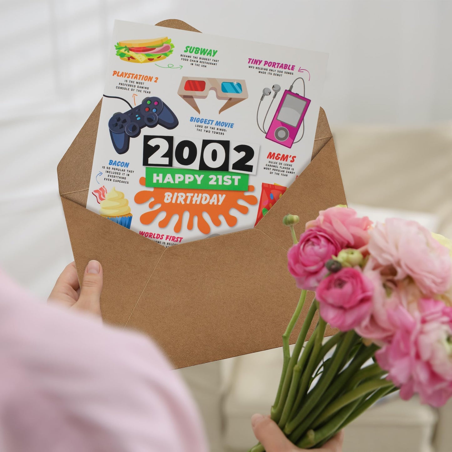 Unique Oversized 21st Birthday Card - A Beautiful 21st Gift That Highlights the Journey To Becoming 21 - Funny Birthday Card With Envelope & Sticker and Party Decorations For Him and Her