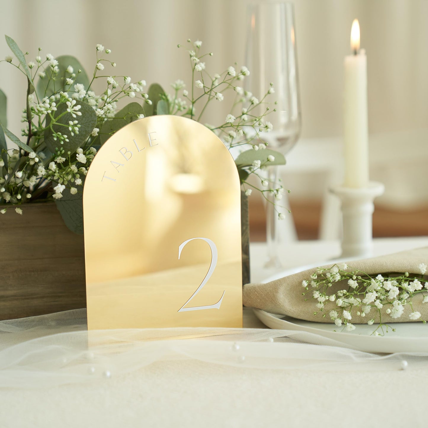 ZICOTO Beautiful Gold Wedding Table Numbers with Stands - Elegant Double Sided 5x7 inch Acrylic Signs Numbered 1-15 - The Perfect Decor for Your Wedding Reception Or Events