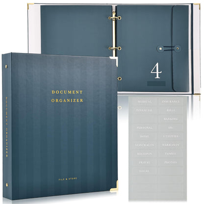 Aesthetic Document Organizer - Sturdy Striped 3-Ring Binder for Files