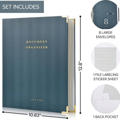 Aesthetic Document Organizer - Sturdy Striped 3-Ring Binder for Files