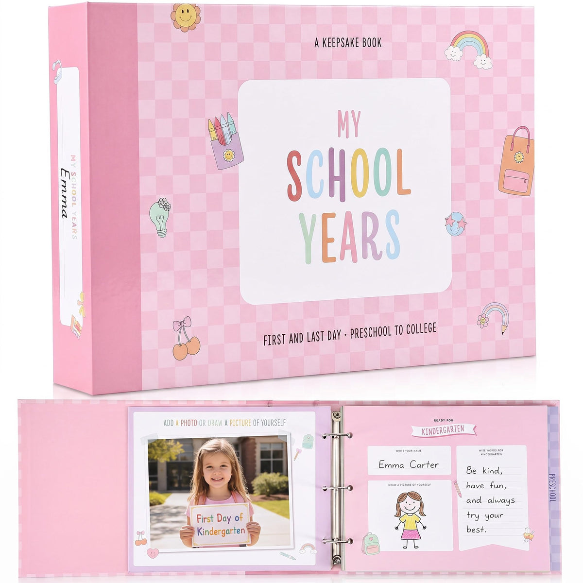 School Memory Book Scrapbook for Kids - Back to School Keepsake Album
