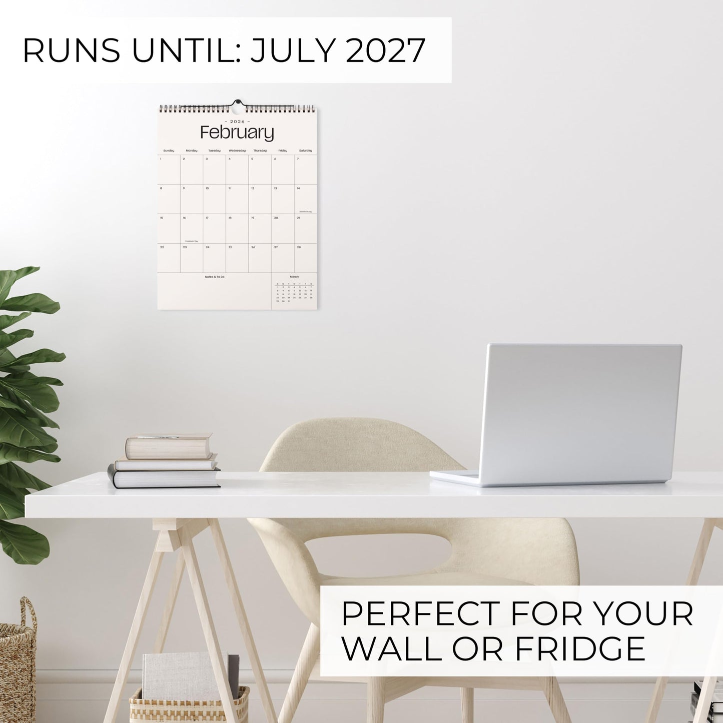 Beautiful 2026 Wall Calendar - Runs from January 2026 until July 2027 - Large 14.5" x 11.5" Office Wall Calendar for Easy Organizing
