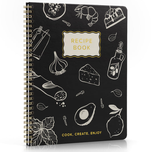 ZICOTO Large Blank Recipe Book with Waterproof Cover – Aesthetic Recipe Notebook to Write and Organize Your Own Recipes – Beautiful DIY Cookbook Journal