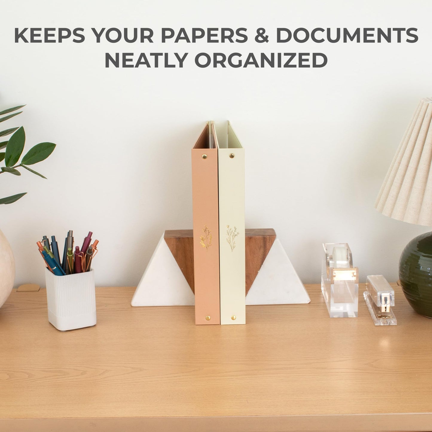 Aesthetic 3 Ring Binder Set of 2 - Sturdy 1 Inch Binder Fits Letter Sized Paper - A Cute Three Ring Holder for Women or Men with Pocket Easily Organizes Your Paperwork for School, Office or Work