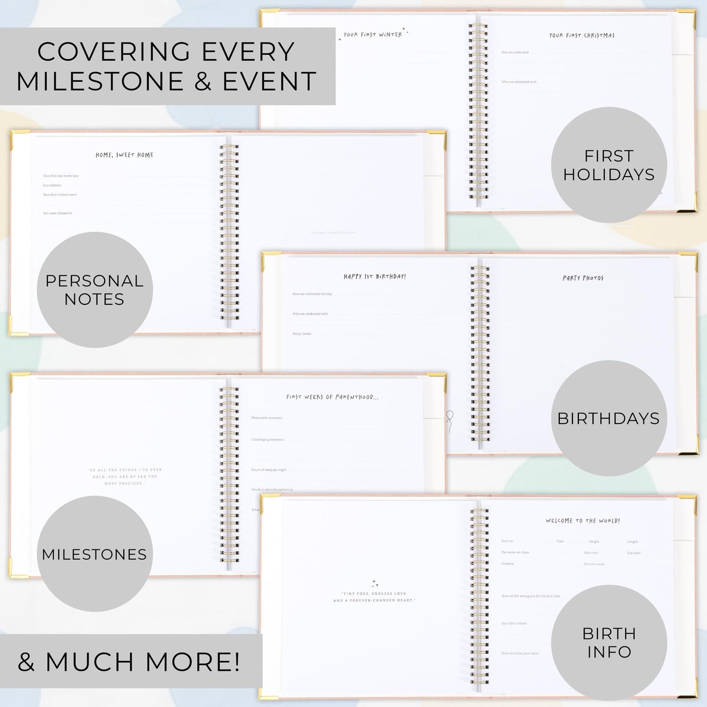 Keepsake Baby Memory Book for Boys and Girls – Timeless First 5 Year Baby Book – Neutral Journal Scrapbook or Photo Album - Record a Milestone for Every Event from Birth to Age 5