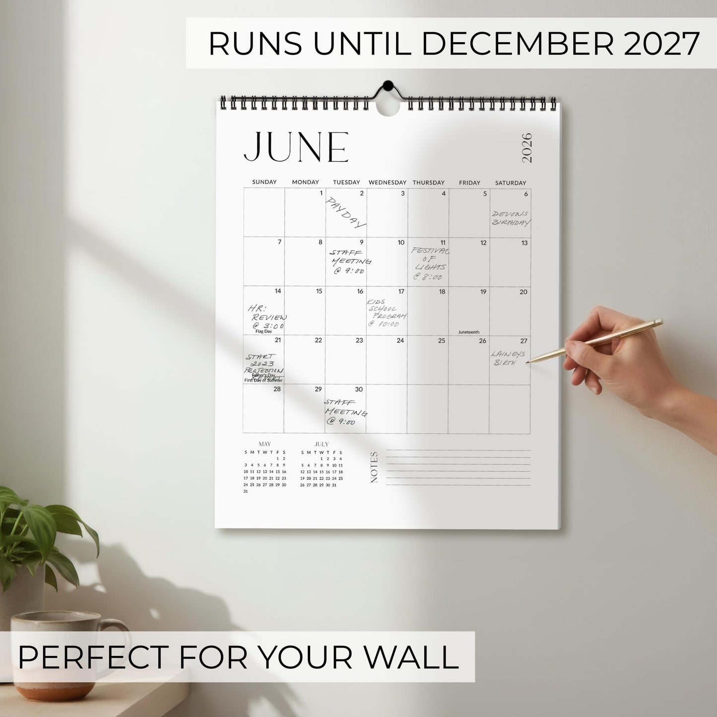 Beautiful 2026-2027 Wall Calendar - Runs from June 2026 until December 2027 - Large 14.5" x 11.5" Office Wall Calendar for Easy Organizing