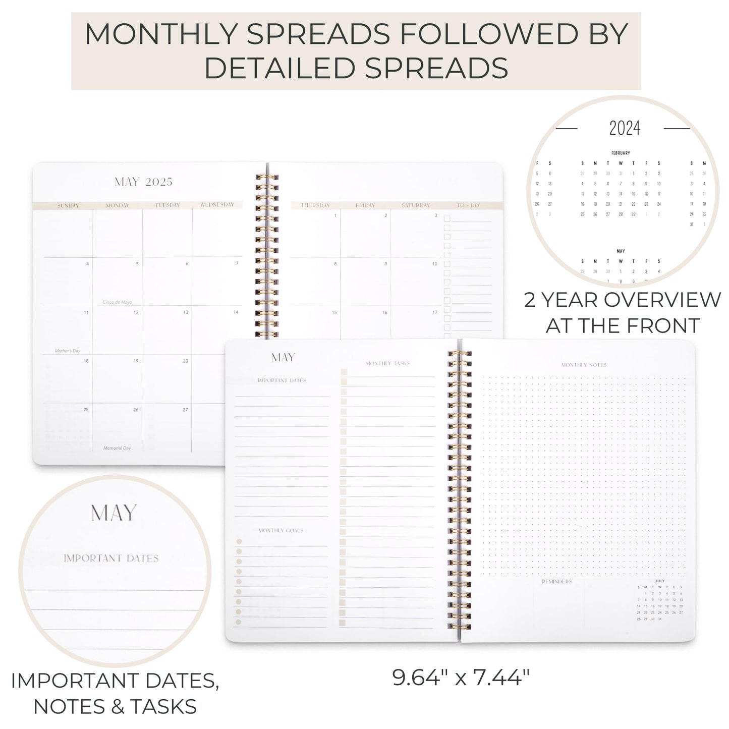 Beautiful 2025 Monthly Planner and Calendar Book - To Do List Notebook That Easily Organizes Your Tasks to Boost Productivity - Runs From Until December 2025