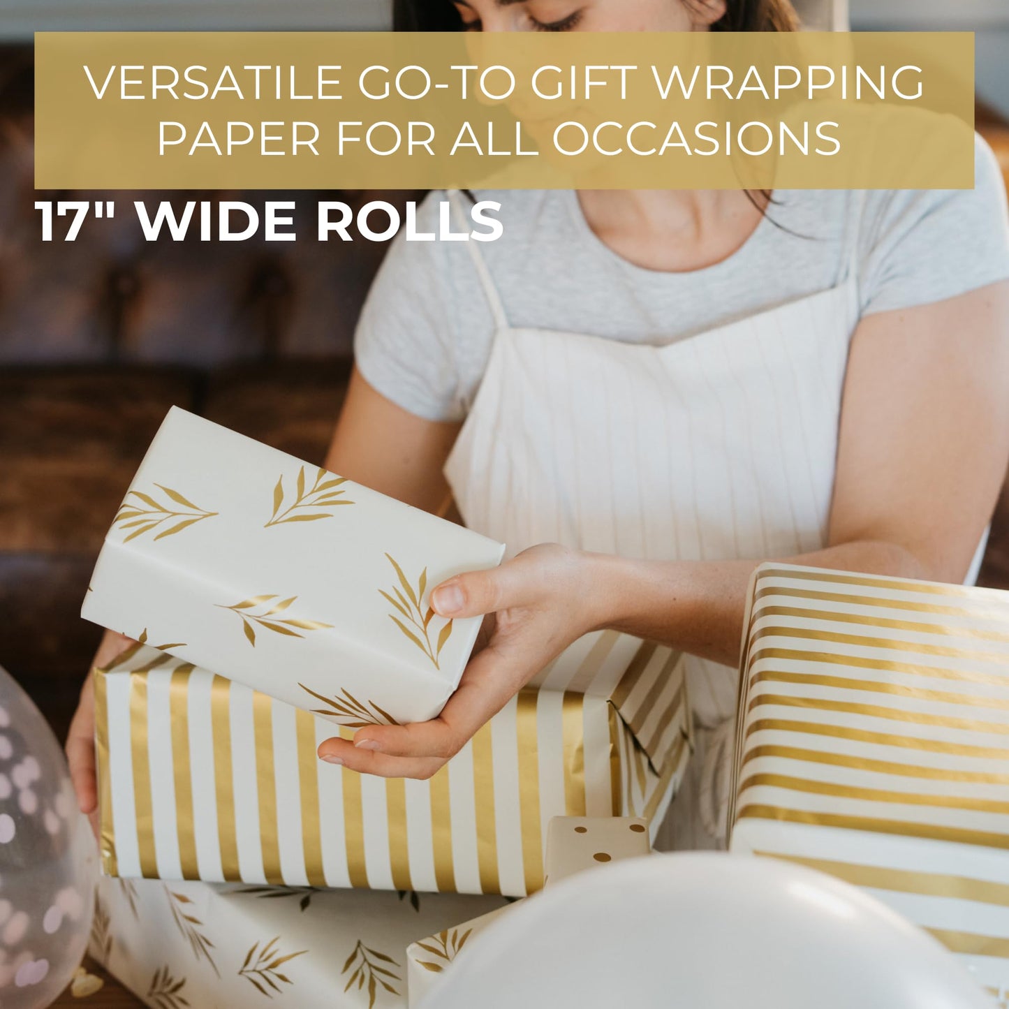 ZICOTO Beautiful Gift Wrapping Paper Rolls for All Occasions - Set of 3 Quality Rolls For Wedding, Birthday, Baby Shower & Christmas - Add a Touch of Magic to Every Gift You Wrap - 17 x 120 in