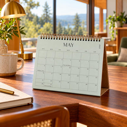 Aesthetic Desk Calendar 2027-2028 - Runs from January 2027 until July 2028
