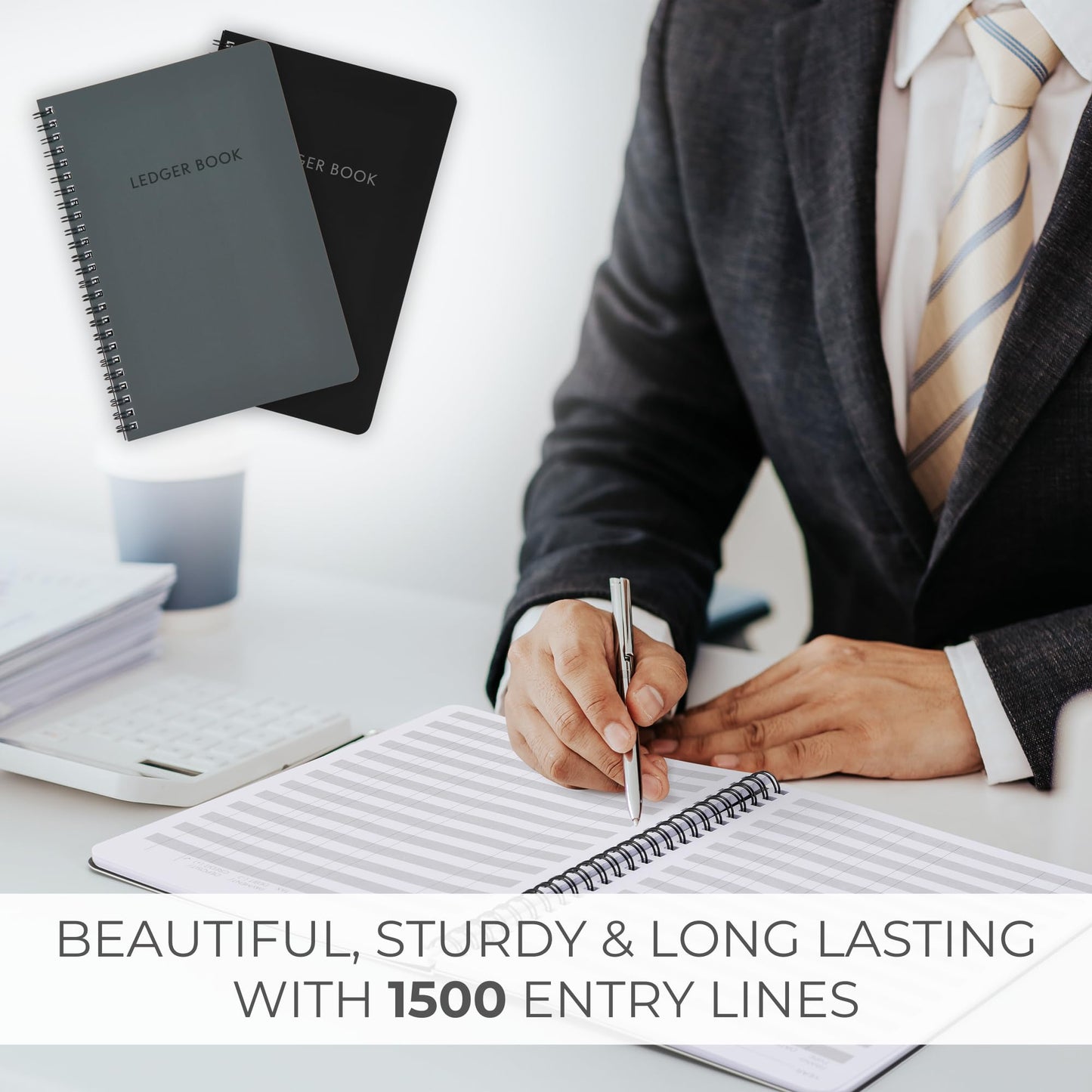 Set of 2 Easy to Use Accounting Ledger Books - Expense Tracker Notebook for Your Small Business - The Perfect Personal Finance Checkbook, Income and Expense Log Book