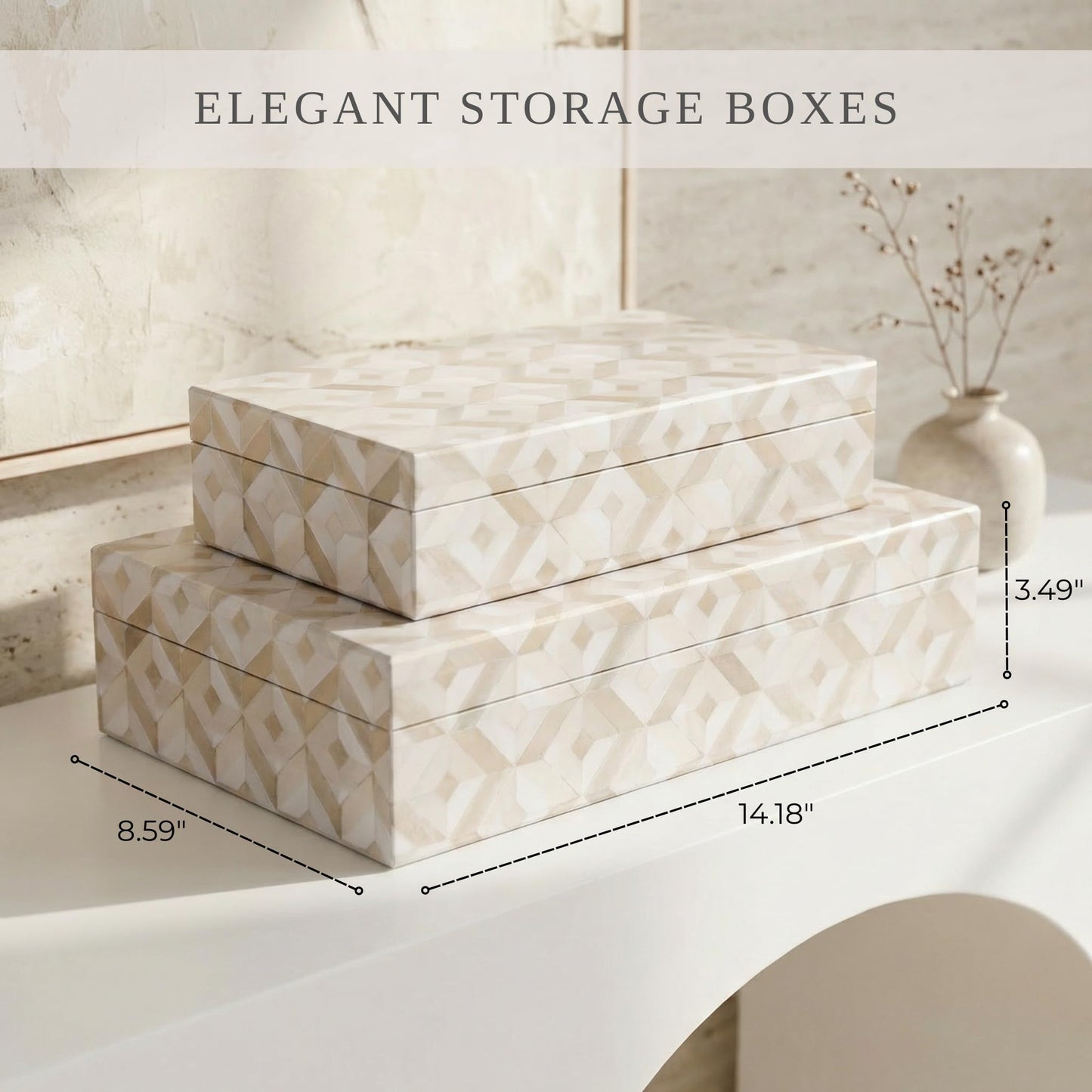 ZICOTO Beautiful Decorative Box Set of 2 - Stylish Decorarive Storage Boxes With Lids Enhance Your Living Room