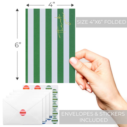 Beautiful Striped Thank You Cards Set of 30 With Envelopes and Stickers - Elegant Blank Cards For Personalized Notes - Perfect Bulk Stationary Set For All Occasions incl. Weddings, Business & Baby Showers