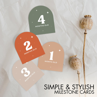 Beautiful Baby Monthly Milestone Cards - The Perfect Cards for Adorable Milestone Pictures of Your Newborn Boy/Girl - 15 Reversible Paper Set incl. Welcome Home & Hello World Sign are A Great Gift