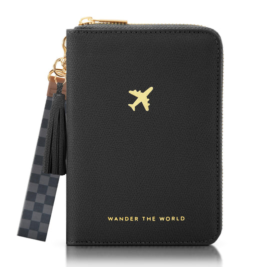 ZICOTO Stylish Passport Holder for Travel with Detachable Wristlet Strap - All-in-One Travel Wallet Organizer for Women, Secure Money Belt Alternative with Card Slots and Tassel Keychain