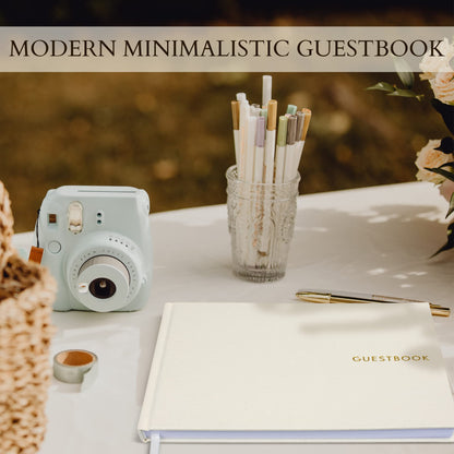 ZICOTO Beautiful Linen Wedding Guest Book for Your Wedding Reception - Simply Elegant Guestbook to Sign in and Add Polaroid Photos - The Perfect Baby Shower Guest Book and Addition to Your Big Day