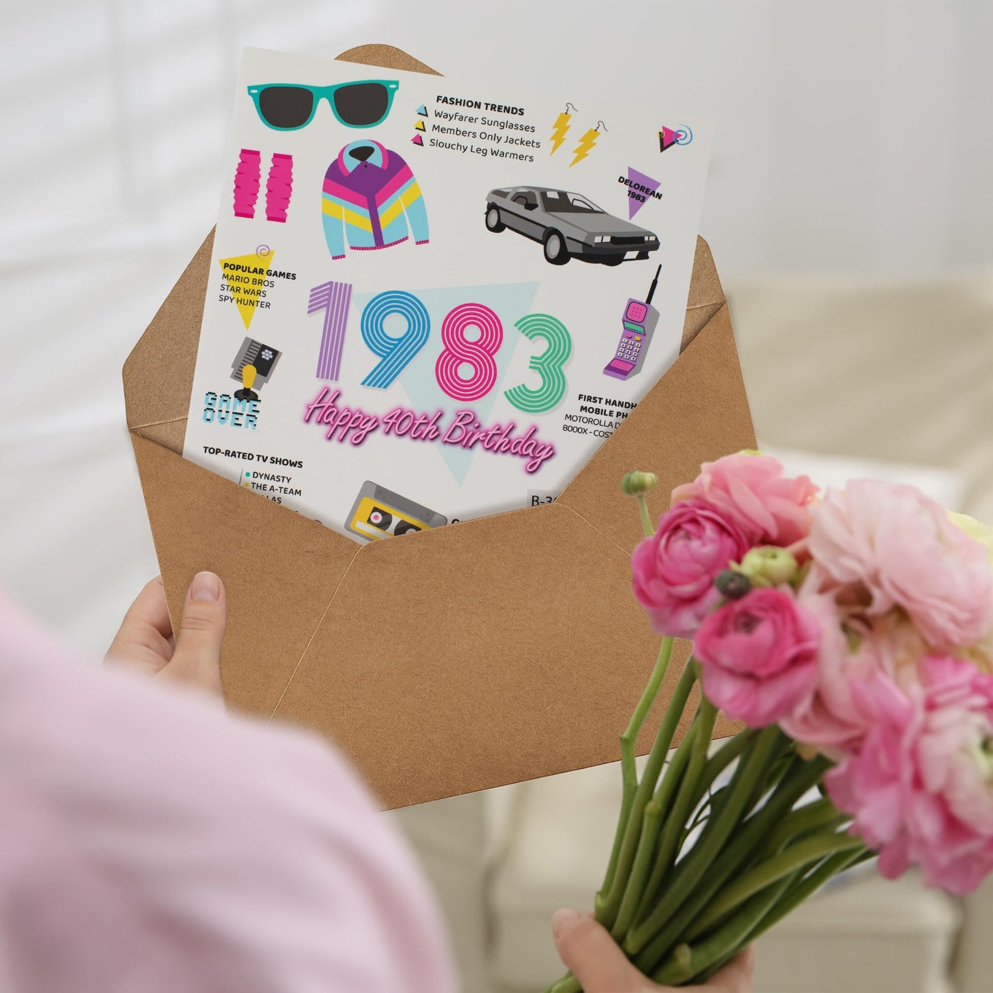 Unique Oversized 40th Birthday Card - A Beautiful 40th Gift That Highlights the Journey To a Fabulous 40 Birthday - Funny Birthday Card With Envelope & Sticker and Party Decorations For Him and Her