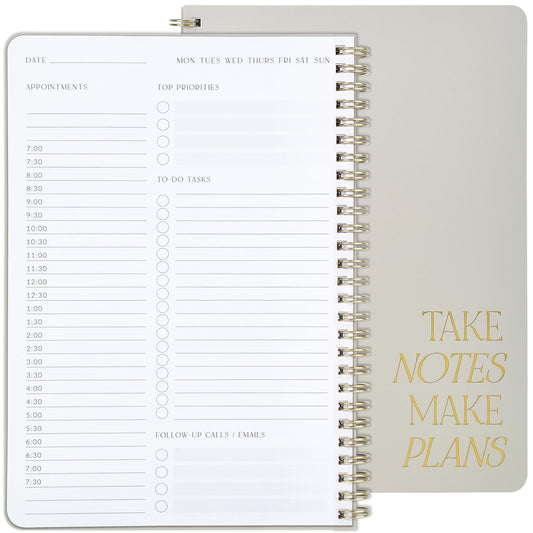 Beautiful Daily Planner And Notebook With Hourly Schedule - Aesthetic Spiral To do List Notepad to Easily Organize Your Work Tasks And Appointments - The Perfect Office Supplies For Women