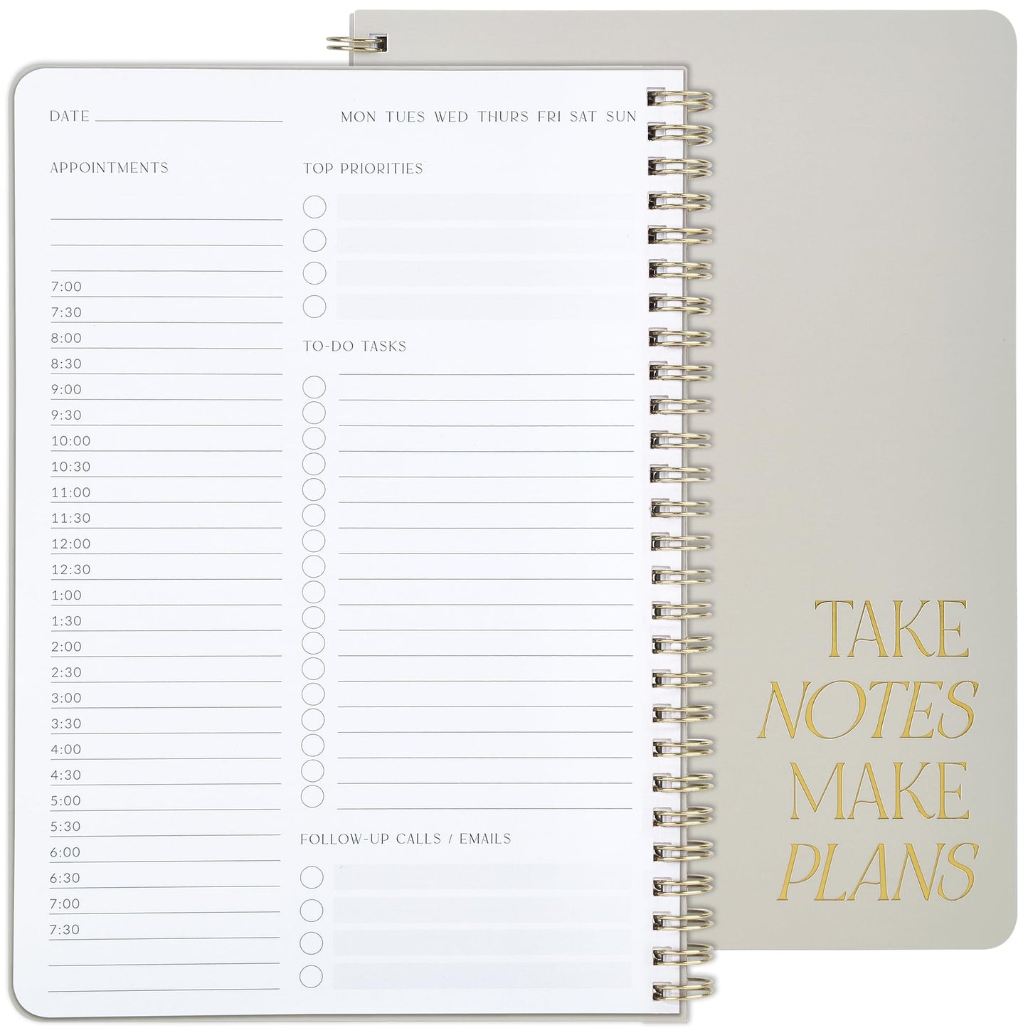 Beautiful Daily Planner And Notebook With Hourly Schedule - Aesthetic Spiral To do List Notepad to Easily Organize Your Work Tasks And Appointments - The Perfect Office Supplies For Women