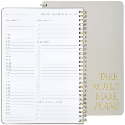 Beautiful Daily Planner And Notebook With Hourly Schedule - Aesthetic Spiral To do List Notepad to Easily Organize Your Work Tasks And Appointments - The Perfect Office Supplies For Women
