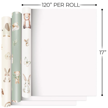 ZICOTO Beautiful Gift Wrapping Paper Rolls for Baby Shower - Cute Set of 3 Quality Rolls For Birthdays & Baby Showers - Add a Touch of Magic to Every Gift You Wrap - 17 x 120 in