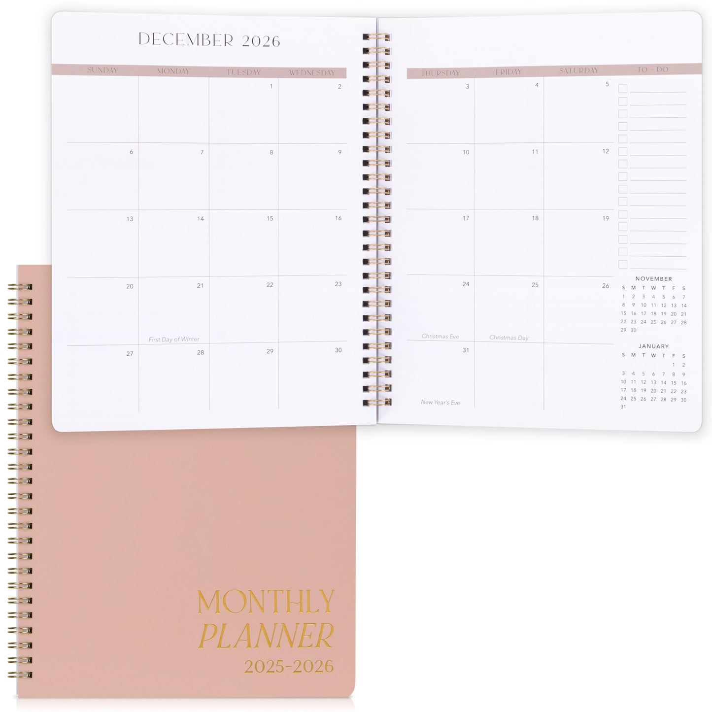Beautiful 2025-2026 Monthly Planner and Calendar Book - To Do List Notebook That Easily Organizes Your Tasks to Boost Productivity - Runs From January 2025 Until December 2026