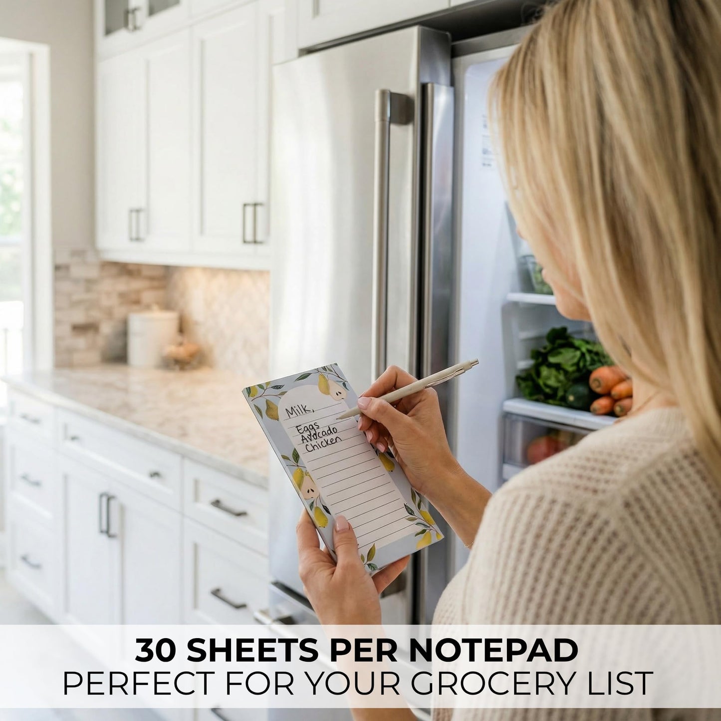 Beautiful Magnetic Notepads for Fridge - Set Of 6 Modern Note Pads with Lined Pages to Easily Write Notes & Make Grocery/Shopping Lists - Cute To Do List Pad w/ Strong Magnets for Your Refrigerator