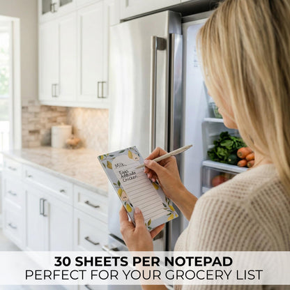 Beautiful Magnetic Notepads for Fridge - Set Of 6 Modern Note Pads with Lined Pages to Easily Write Notes & Make Grocery/Shopping Lists - Cute To Do List Pad w/ Strong Magnets for Your Refrigerator