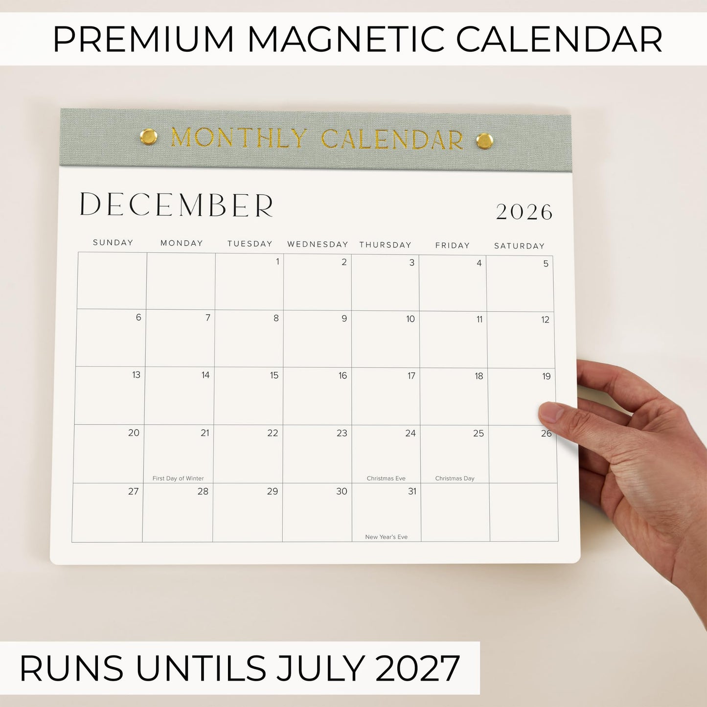 Beautiful 2026-2027 Magnetic Fridge Calendar - Runs From June 2026 Until December 2027 - The Perfect Monthly Refrigerator Calendar for Easy Organizing