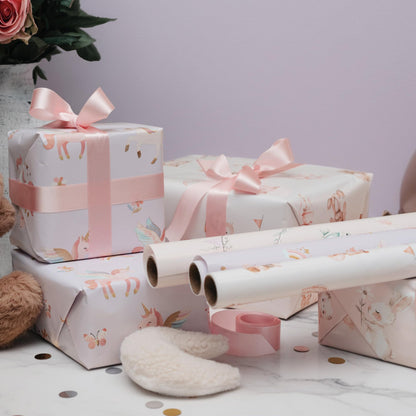 ZICOTO Beautiful Gift Wrapping Paper Rolls for Baby Shower - Cute Set of 3 Quality Rolls For Girls Birthdays & Baby Showers - Add a Touch of Magic to Every Gift You Wrap - 17 x 120 in