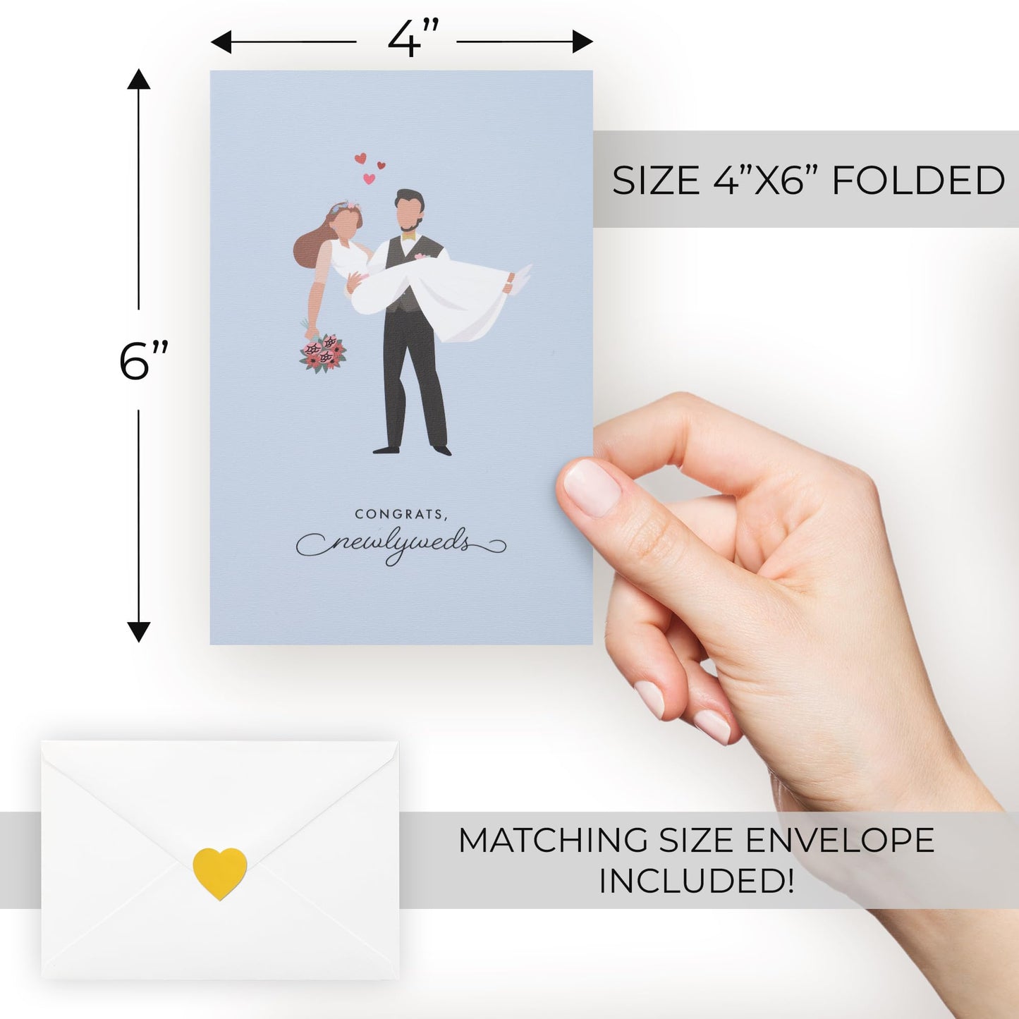 ZICOTO Beautiful Wedding Cards Set of 10 with Envelopes and Stickers - Elegant Blank Engagement Cards for Personalized Congratulations Wishes - Perfect for Wedding Shower Gifts for the Bride & Groom