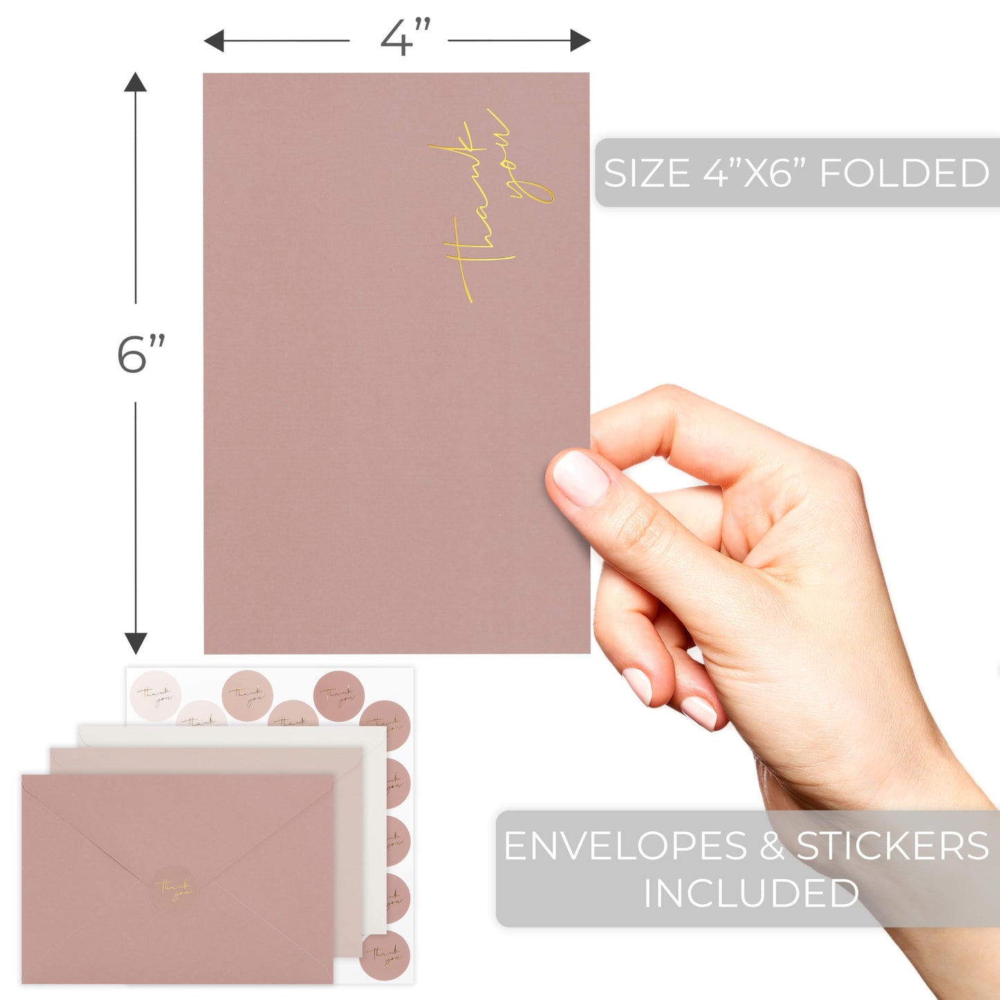 Beautiful Thank You Cards Set of 30 With Envelopes and Stickers - Elegant Blank Cards For Personalized Notes - Perfect Bulk Stationary Set For All Occasions incl. Weddings, Business & Baby Showers