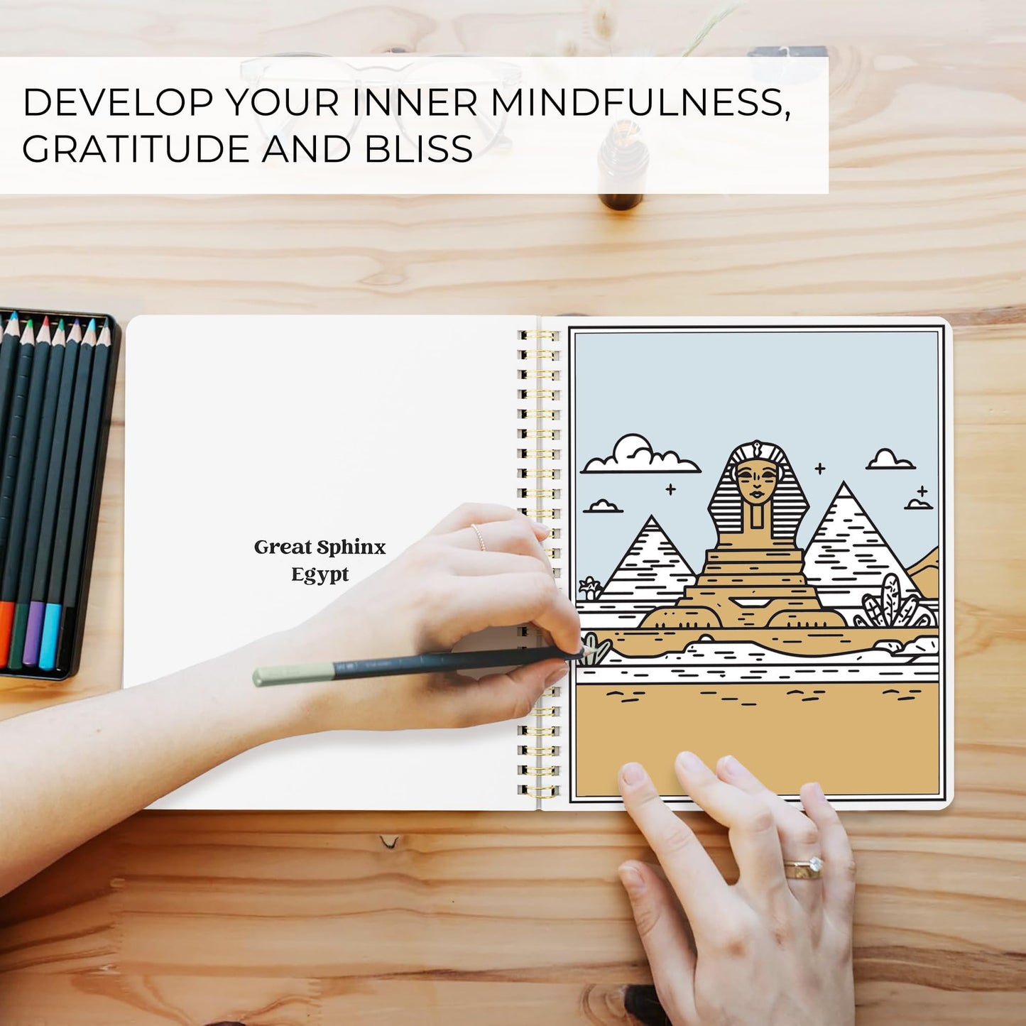 Beautiful Adult Coloring Book Set of 2 for Relaxation - Inspirational Adventures and Sightseeing Spots for The Spirit of Wanderlust - Perfect Stress-Relieving Gift for Women