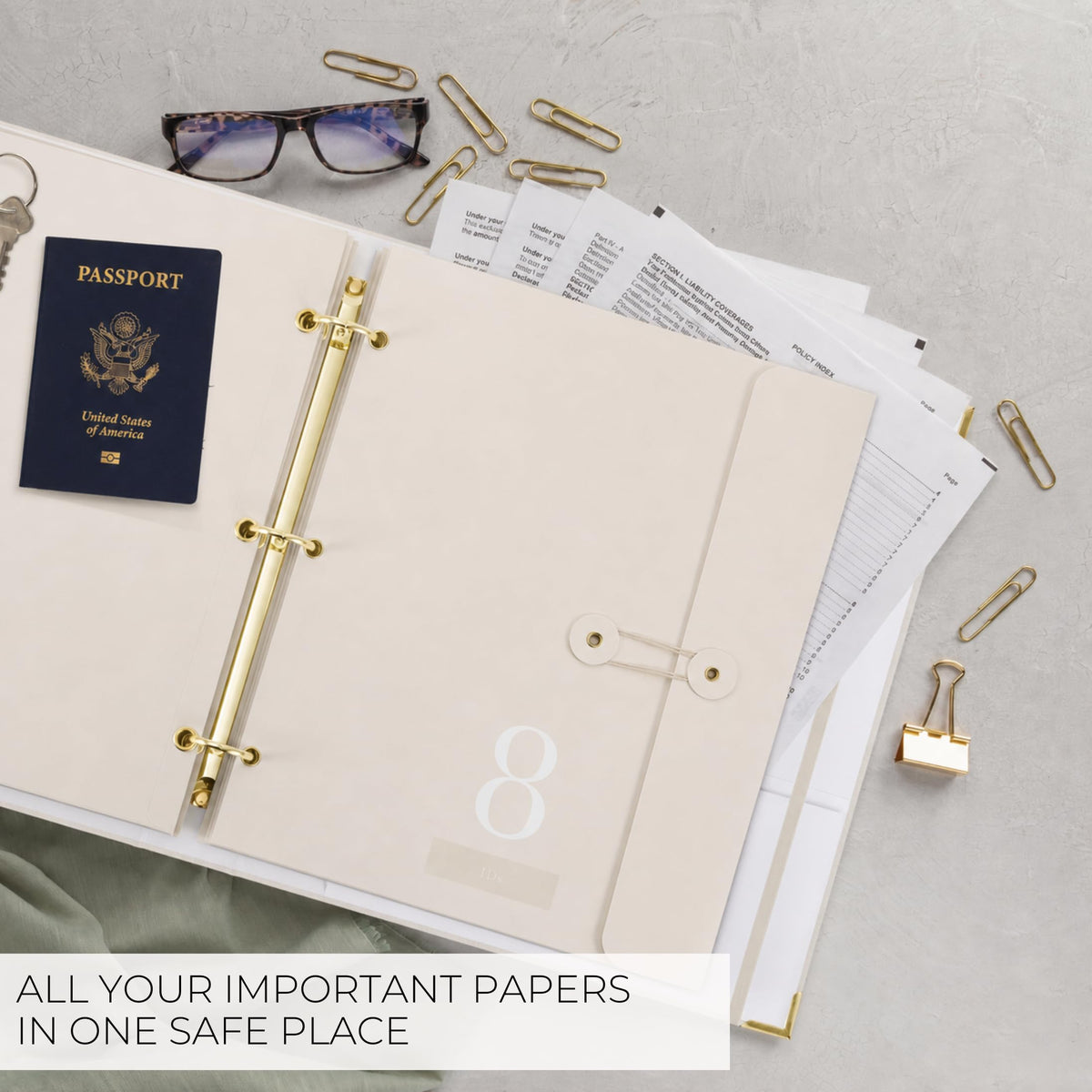 Aesthetic Document Organizer - Sturdy Striped 3-Ring Binder for Files