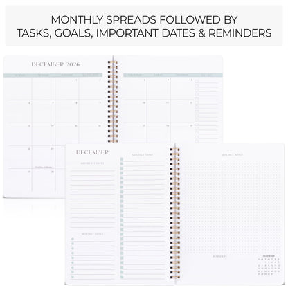 Beautiful 2025-2026 Monthly Planner and Calendar Book - To Do List Notebook That Easily Organizes Your Tasks to Boost Productivity - Runs From January 2025 Until December 2026