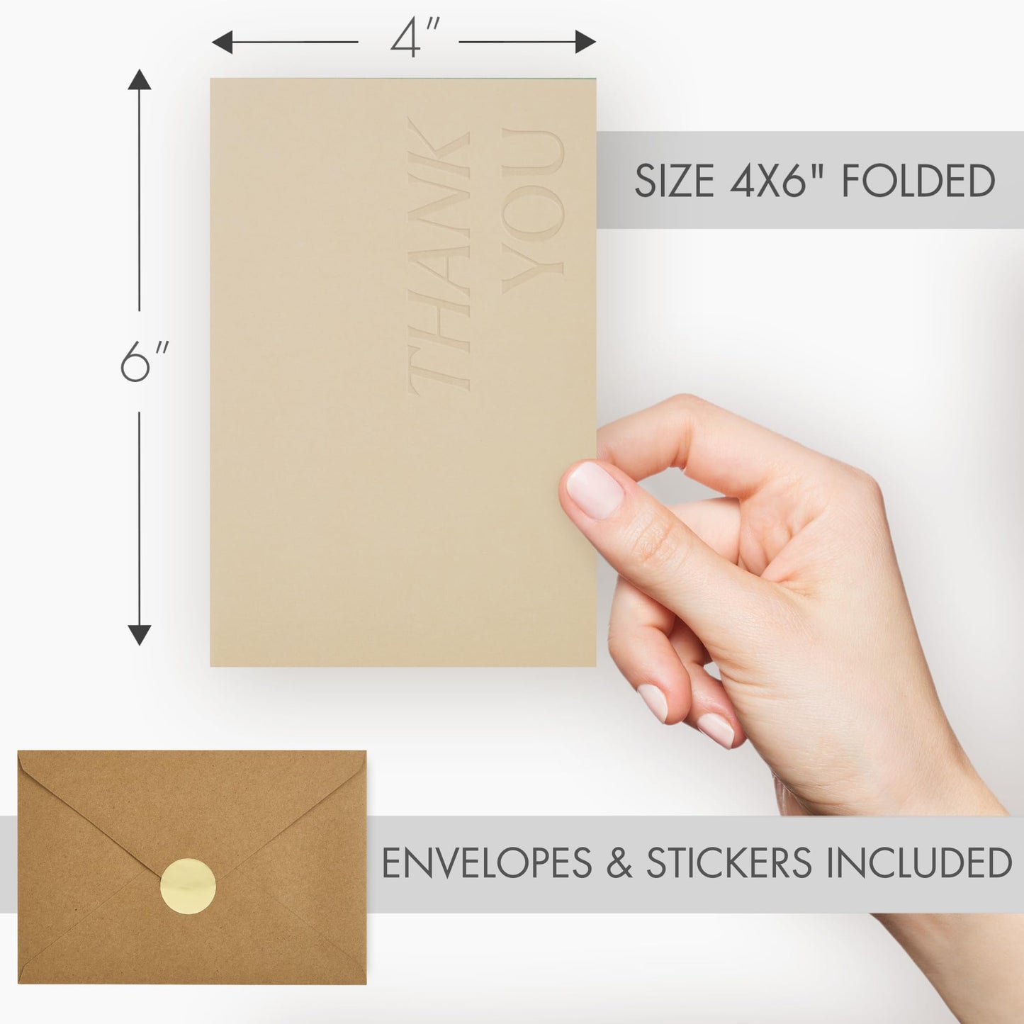 Beautiful Thank You Cards Set of 30 With Envelopes and Stickers - Elegant Blank Cards For Personalized Notes - Perfect Bulk Stationary Set For All Occasions incl. Weddings, Business & Baby Showers