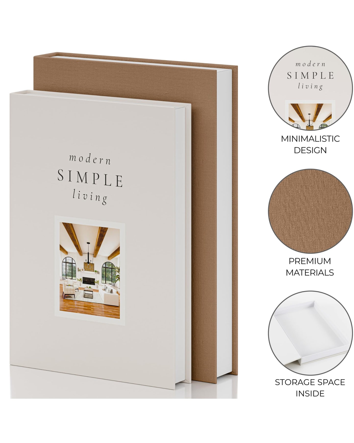 Beautiful Decorative Books - Set of 2 Boxes Enhance Your Coffee Table, Bookshelf or Mantel Shelf Decor - Aesthetic Fake/Faux Books for Modern Home Decoration, Photo Storage and as a Keepsake Box