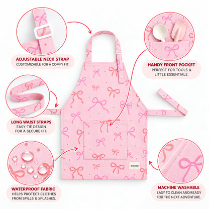 Kids Apron for Girls & Boys - Toddler Apron with Pocket for Cooking, Baking