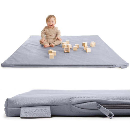 Stylish Vegan Leather Baby Play Mat - Soft, Easy to Clean Floor Mat Creates A Safe Play Area for Your Baby - The Perfect Modern Foam Playmat Fits Nicely with Your Kids Playroom Or Home Decor