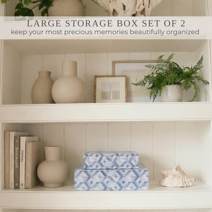 ZICOTO Beautiful Decorative Box Set of 2 - Stylish Decorarive Storage Boxes With Lids Enhance Your Living Room