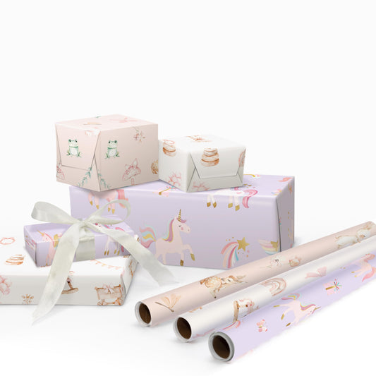 ZICOTO Beautiful Gift Wrapping Paper Rolls for Baby Shower - Cute Set of 3 Quality Rolls For Girls Birthdays & Baby Showers - Add a Touch of Magic to Every Gift You Wrap - 17 x 120 in