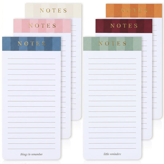 Beautiful Magnetic Notepads for Fridge - Set Of 6 Modern Note Pads with Lined Pages to Easily Write Notes & Make Grocery/Shopping Lists - Cute To Do List Pad w/ Strong Magnets for Your Refrigerator