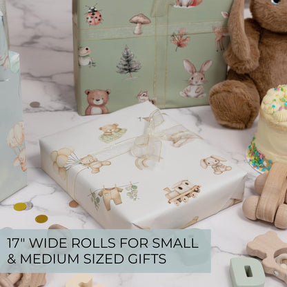 ZICOTO Beautiful Gift Wrapping Paper Rolls for Baby Shower - Cute Set of 3 Quality Rolls For Boys Birthdays & Baby Showers - Add a Touch of Magic to Every Gift You Wrap - 17 x 120 in