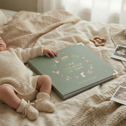 Keepsake Baby Memory Book for Boys and Girls – Timeless First 5 Year Baby Book – Neutral Journal Scrapbook or Photo Album - Record a Milestone for Every Event from Birth to Age 5