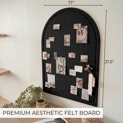 Large Arched Felt Bulletin Board - Stylish Perfectly Sized 21.5" x 17" Cork Board Alternative for Office & Wall Decor – Bulletin Board Set with Pins is Perfect to Display Your Photos