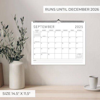 Beautiful 2025-2026 Wall Calendar - Runs from July 2025 until December 2026 - Large 14.5" x 11.5" Office Wall Calendar for Easy Organizing