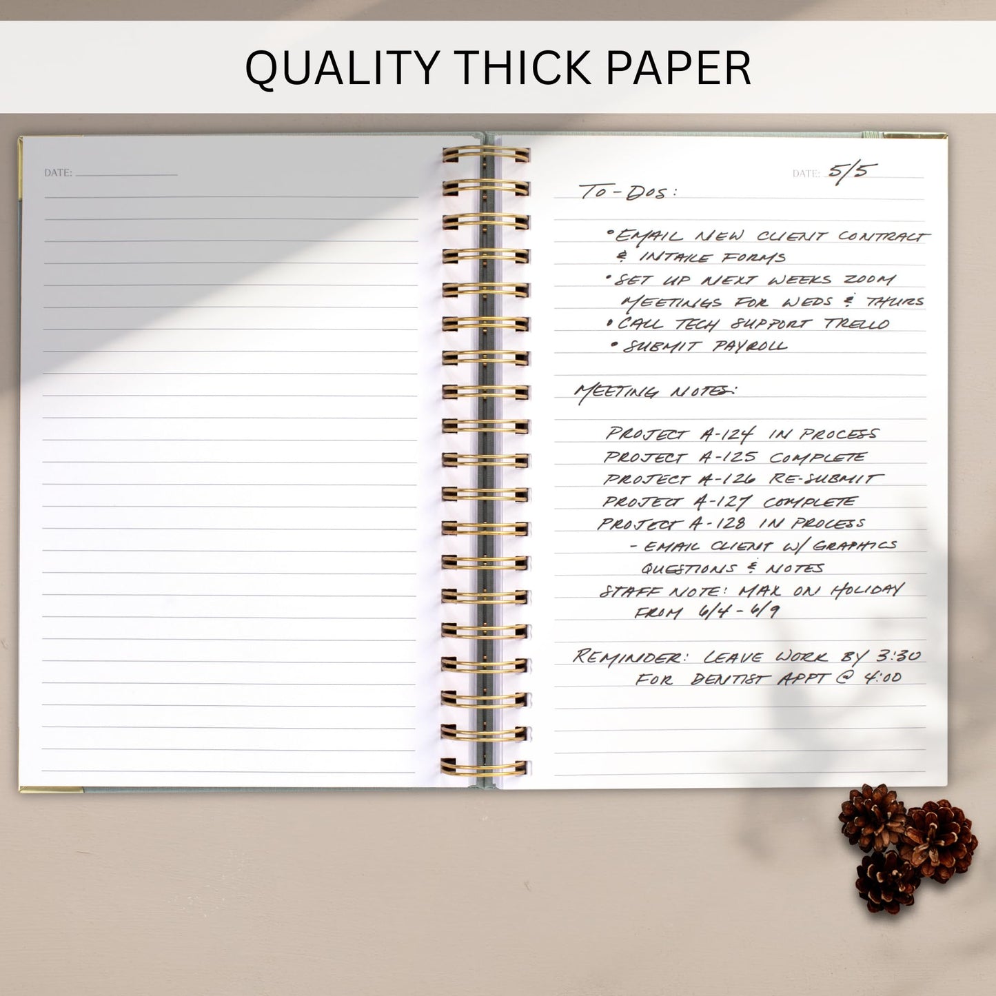Aesthetic Thick Spiral Notebook Journal For Women in B5 Format - Stylish Linen Hardcover College Ruled Note Book w 300 Lined Pages - Cute Supplies For Bible Study & Staying Organized at Work or School