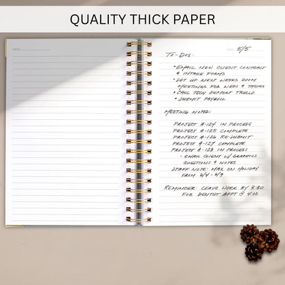 Aesthetic Thick Spiral Notebook Journal For Women in B5 Format - Modern Linen Hardcover College Ruled Note Book With 300 Lined Pages - Perfect For Writing And Staying Organized at Work or School