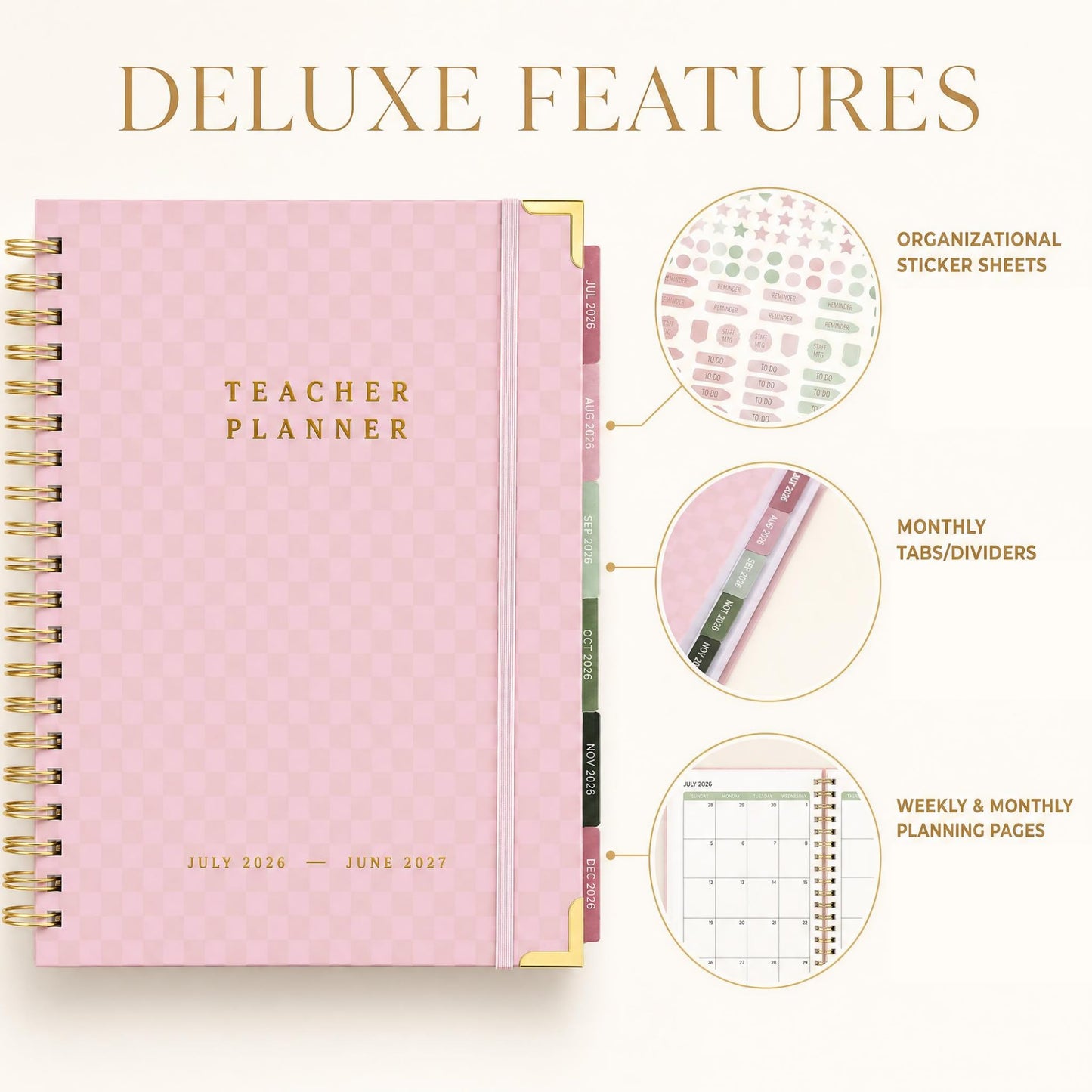 Aesthetic Teacher Planner For The 2026-2027 Academic School Year - Your All Incl. 8.5" x 11" Lesson Plan Book Supplies - Easily Organize Your Daily, Weekly & Monthly Classroom/Homeschool Schedule