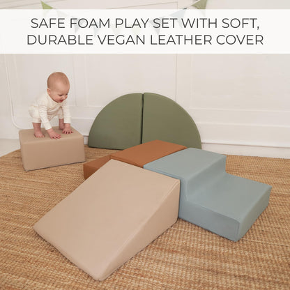 ZICOTO Fun Climbing Toy Set for Toddlers Aged 1-3 - Incl. Crawl Through Tunnel & PU-Leather Climbing Blocks for Unlimited Indoor Fun - Perfect Foam Play Gym for Baby/Kids to Safely Learn New Skills