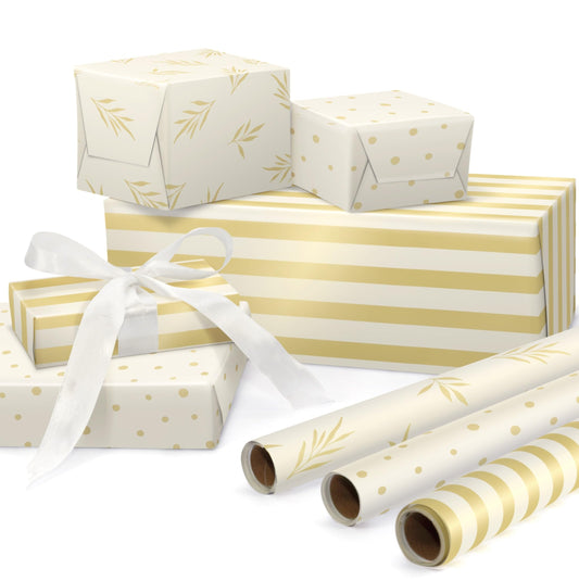 ZICOTO Beautiful Gift Wrapping Paper Rolls for All Occasions - Set of 3 Quality Rolls For Wedding, Birthday, Baby Shower & Christmas - Add a Touch of Magic to Every Gift You Wrap - 17 x 120 in